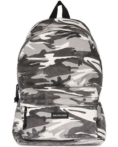 Balenciaga Camo Printed Nylon Backpack - Gray