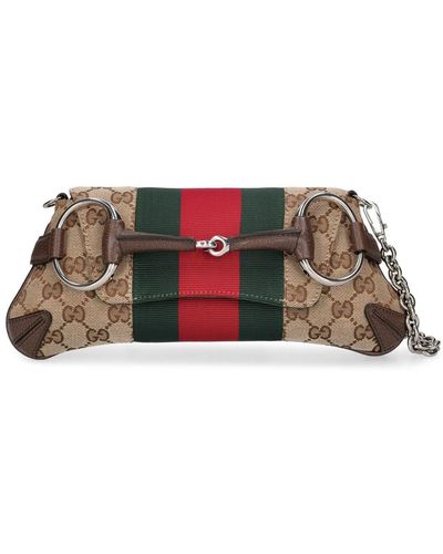 Gucci Bolso pequeño horsebit chain gg de lona - Rojo