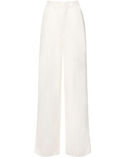 Anine Bing Carrie Linen Blend Straight Trousers - White