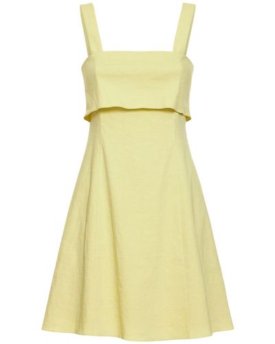 Theory Draped Linen Blend Mini Dress - Yellow