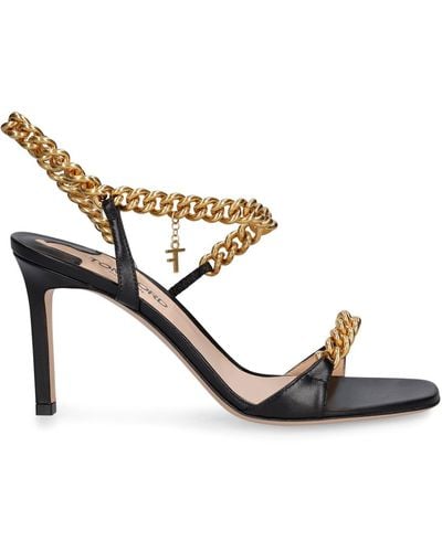 Tom Ford 85Mm Zenith Leather & Chain Sandals - Metallic