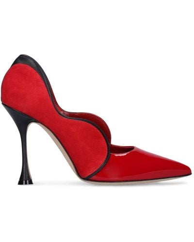 Manolo Blahnik 105mm Hamaki Leather Court Shoes - Red