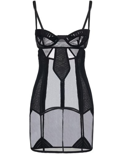 Dolce & Gabbana Stretch Tulle Mini Dress - Black