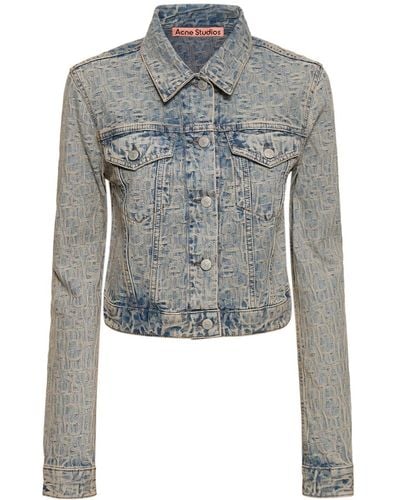 Acne Studios Rose Monogram Cotton Denim Jacket - Blue
