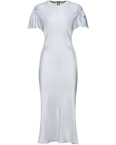 Victoria Beckham Gathered Sleeve Viscose Blend Midi Dress - White