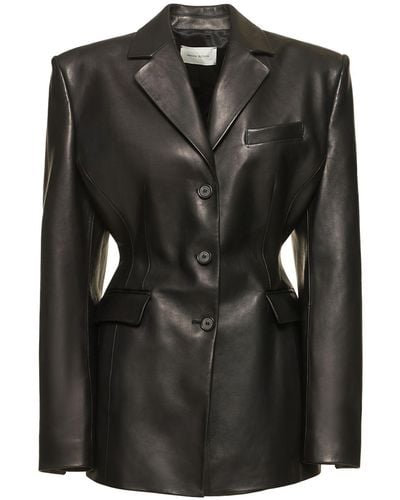 Magda Butrym Leather Tie-Back Blazer - Black