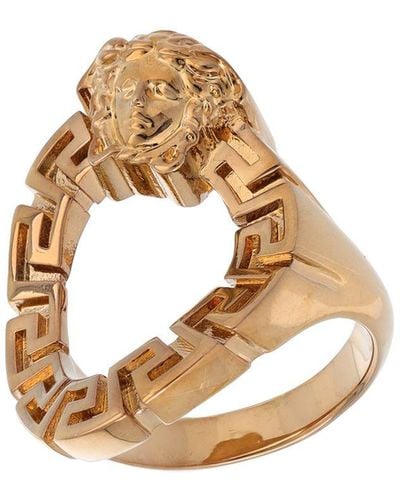Versace Eckiger Ring Mit Medusa Und Greek-motiv - Mettallic