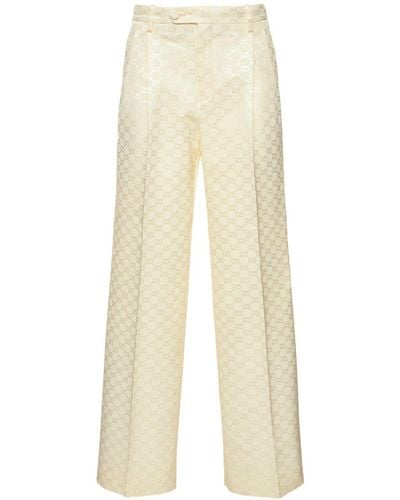 Gucci Cosmogonie gg Cotton Blend Trousers - Natural