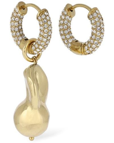 Timeless Pearly Crystal Mismatched Earrings - Metallic