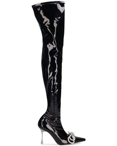 Mach & Mach 100Mm Patent Over-The-Knee Boots - Black