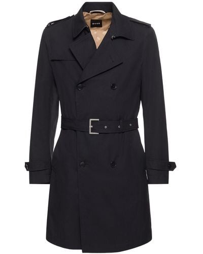 BOSS H-hyde Cotton Trench Coat - Black
