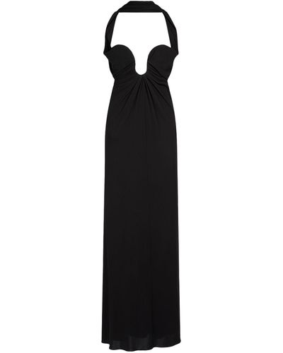 Saint Laurent Viscose & Silk Long Dress - Black