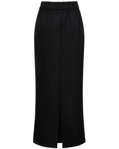Posse Emma Linen Midi Pencil Skirt - Black