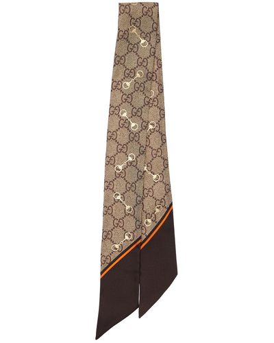 Gucci Cravatta con morsetto GG - Marrone