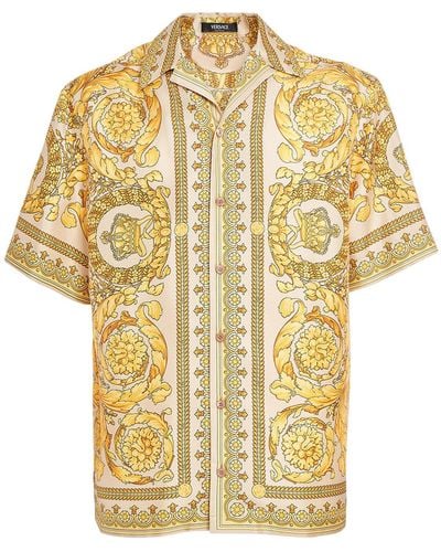 Versace Printed Silk Shirt - Yellow