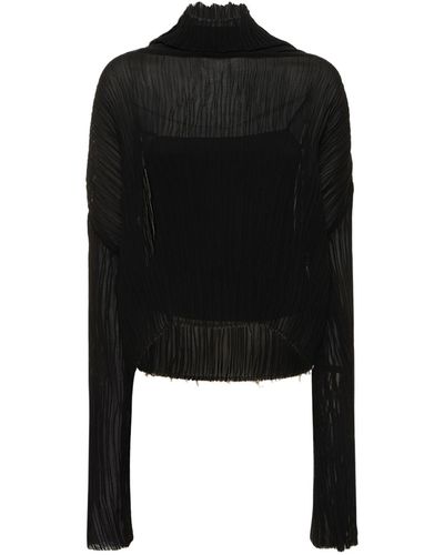 MM6 by Maison Martin Margiela Sheer Pleated Top - Black