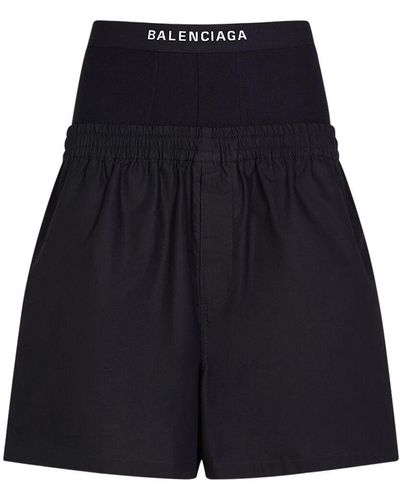 Balenciaga Hybrid Cotton Poplin Boxer Shorts - Blue