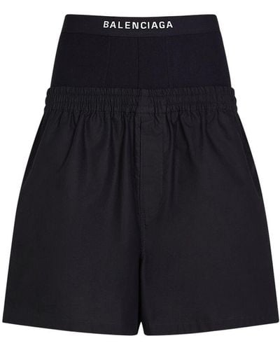 Balenciaga Shorts hybrid in popeline di cotone - Blu