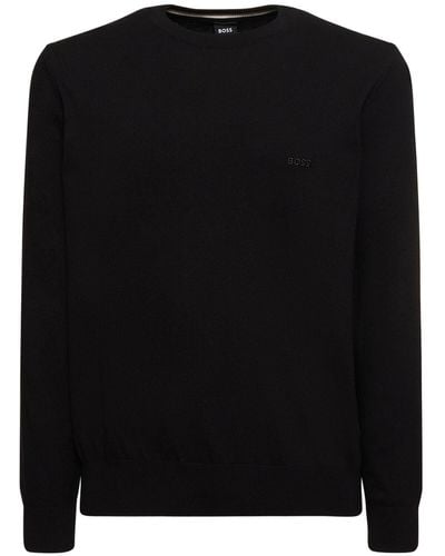 BOSS Pacas-l Cotton Knit Jumper - Black