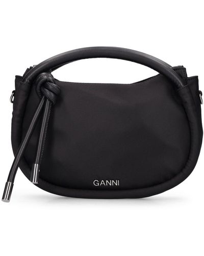 Ganni Mini Knot リサイクル素材トップハンドルバッグ - ブラック