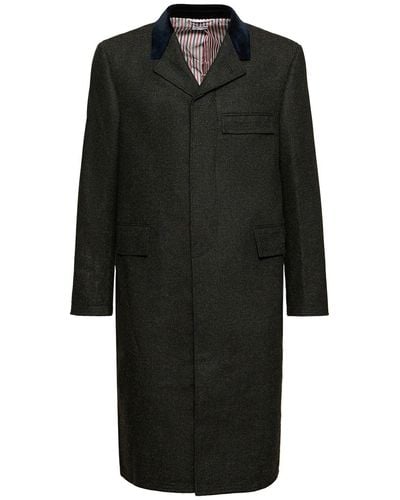 Thom Browne Manteau en laine à boutonnage simple chesterfield - Noir