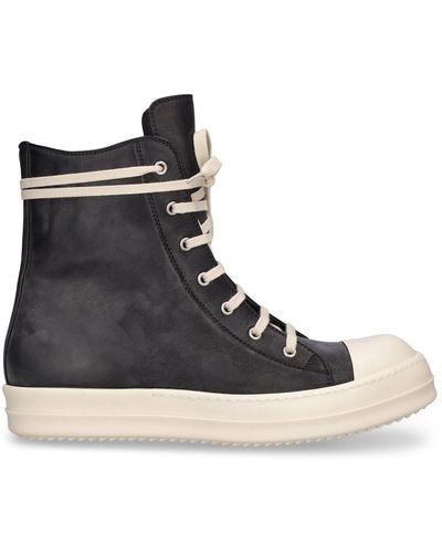Rick Owens Leather High Top Trainers - Black