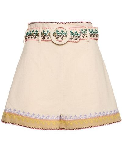Zimmermann August Embroidered Cotton Shorts - Natural