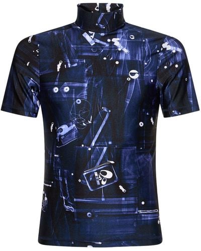 Coperni T-shirt Mit Hohem Kragen "x-ray" - Blau