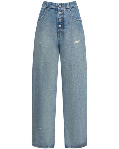 MM6 by Maison Martin Margiela Jeans dritti vita alta in denim di cotone - Blu