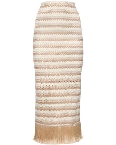 PATBO Jupe longue en crochet technique stretch - Neutre