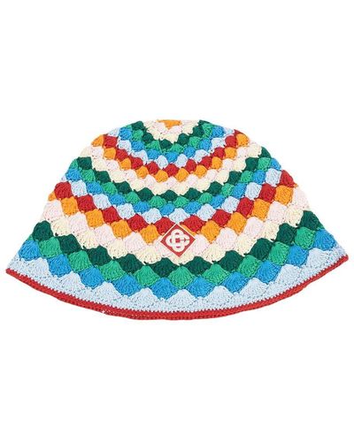 Casablancabrand Mini Striped Logo Crochet Hat - White