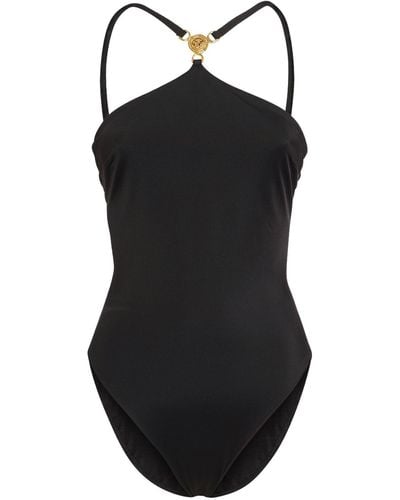 Versace Lycra Halter Neck One Piece Swimsuit - Black