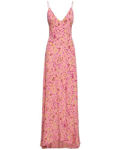 ROTATE BIRGER CHRISTENSEN Floral Print Jacquard Maxi Slip Dress - Pink