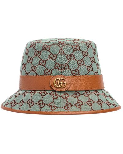 Gucci Gorro pescador de lona gg - Gris