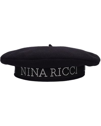 Nina Ricci ウールフェルトベレー帽 - ホワイト