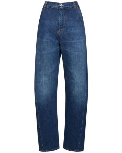Victoria Beckham Twisted Low-Rise Slouch Denim Jeans - Blue