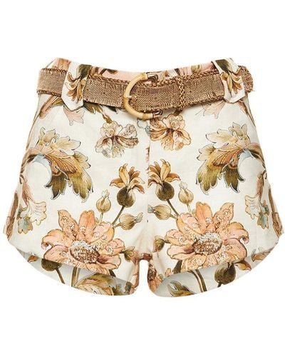 Zimmermann Chintz Floral Print Linen Mini Shorts - Natural