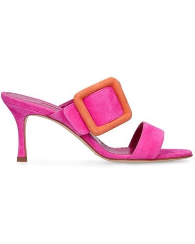 Manolo Blahnik Sandalias de ante 70mm - Rosa