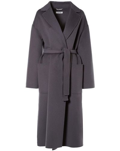 Max Mara Nina Wool Midi Coat W/ Belt - Grey