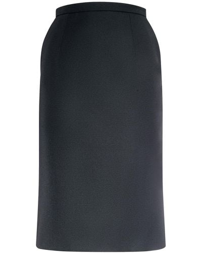 Dolce & Gabbana Wool Blend Crepe Midi Skirt - Blue