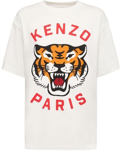 KENZO T-shirt Aus Baumwolle Mit Druck - Weiß