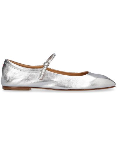 Aeyde Ballerine uma in pelle lamé 10mm - Bianco