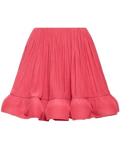 Lanvin Ruffled Charmeuse Mini Skirt - Pink