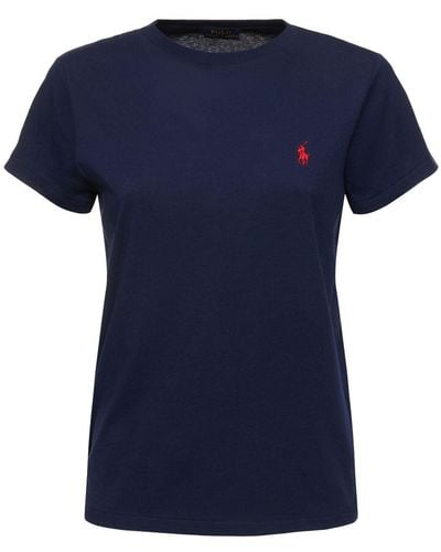 Polo Ralph Lauren T-shirt in jersey di cotone con logo - Blu