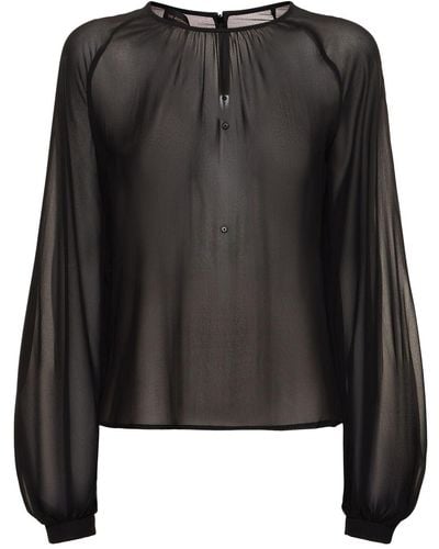 ANDAMANE Renee puff sleeve silk blouse - Nero