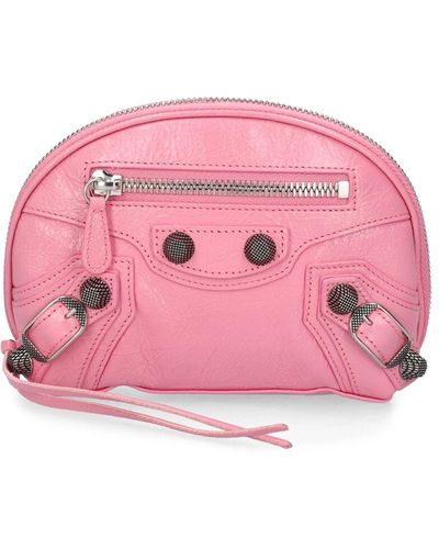 Balenciaga Xs Le Cagole Leather Makeup Bag - Pink