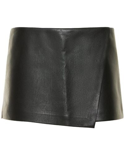 ANDAMANE Liza Low Rise Faux Leather Mini Skirt - Black