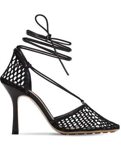 Bottega Veneta 90 Mm Hohe Pumps Aus Stretch-mesh Und Leder - Schwarz