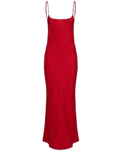 Posse Frances Viscose & Linen Long Dress - Red