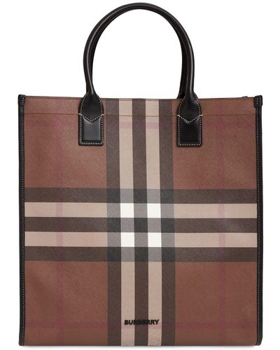 Burberry Denny Check E-canvas トートバッグ - ブラウン